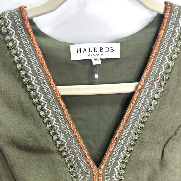 Hale Bob Josephine Embroidered Maxi Dress Olive Green XS - Picture 5 of 7